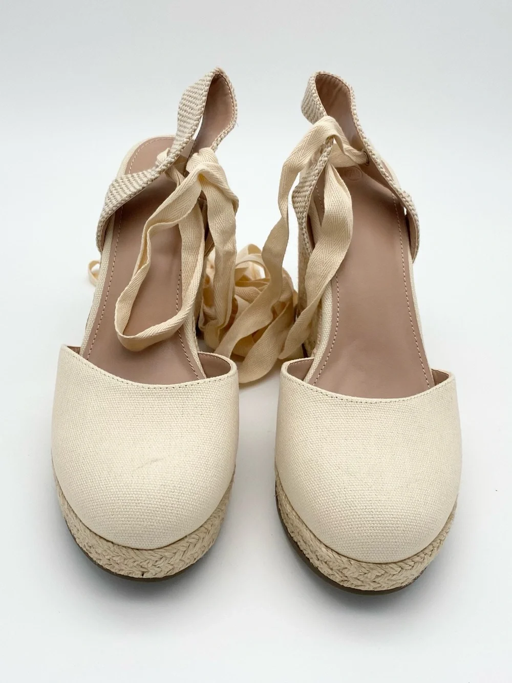 ZBY Espadrilles Wedges Light Beige Women’s Size 7.5